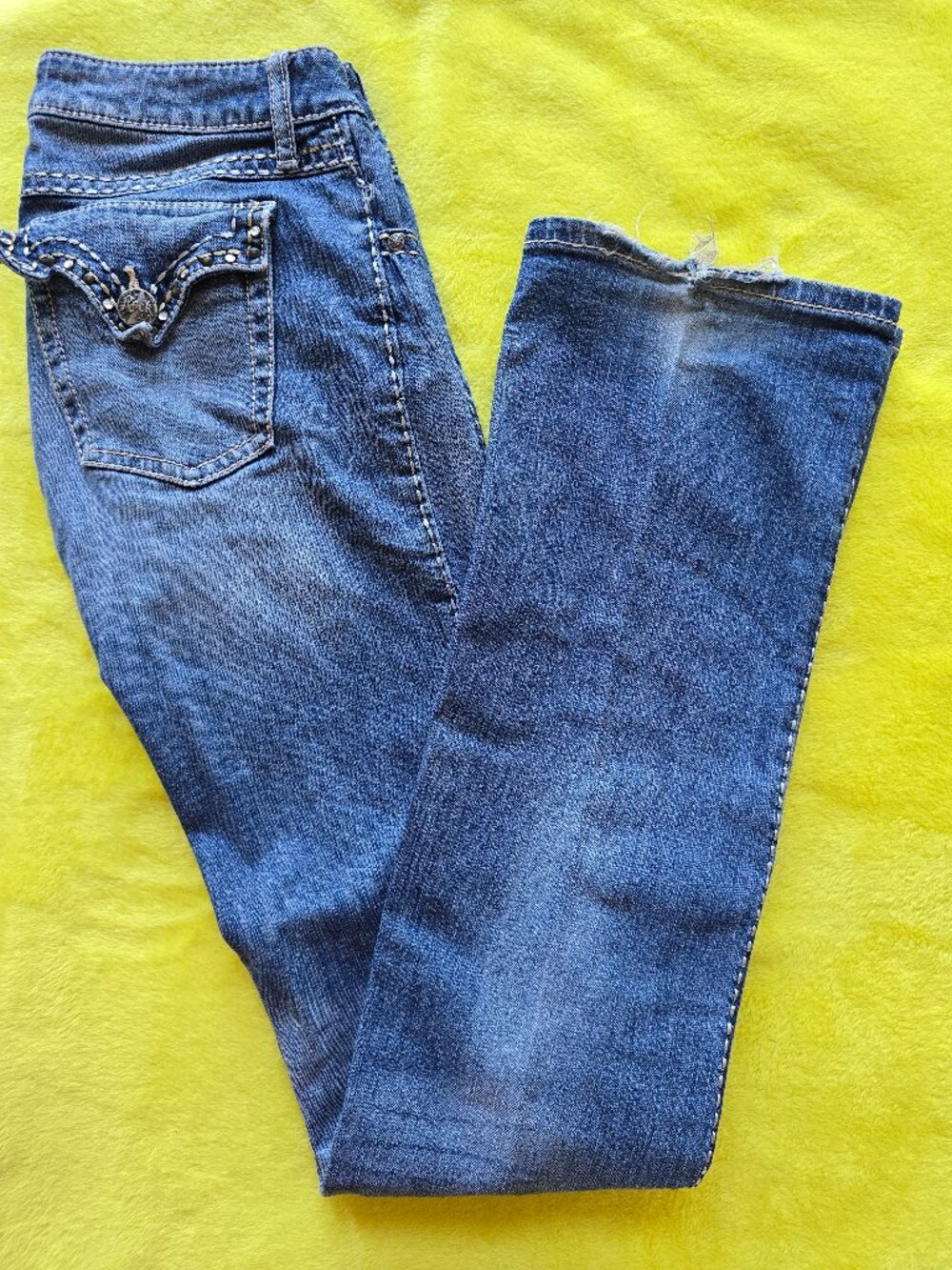 Wrangler Rock 47 Low Rise Bootcut Jeans Mid Wash Stretch size 30/36